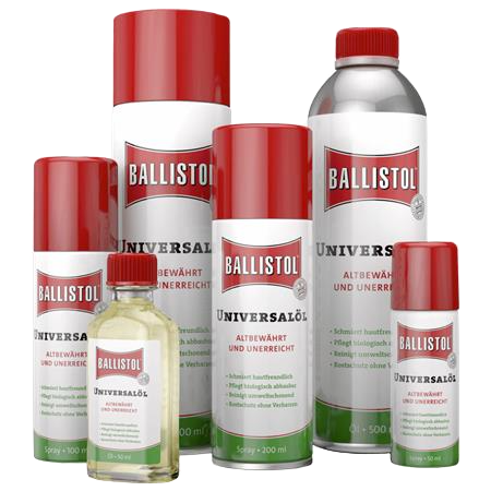 Olio universale - BALLISTOL - Pulisce residui di polvere, piombo, depositi di rame e tombacco, ottimo per la conservazione del cuoio